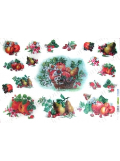Рисовая бумага для декупажа Корзины с цветами и фруктами, 35х50 см, Renkalik 
