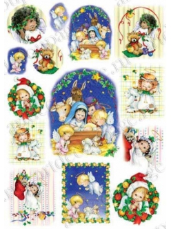 Рисовая бумага для декупажа Рождественские ангелы, 35х50 см, Renkalik 