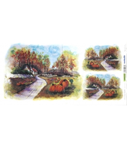 Рисовая бумага для декупажа Renkalik T003 "Осенний пейзаж", 23х50 см