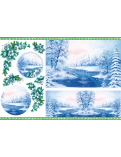 Рисовая бумага для декупажа Stamperia DFS007 "Зимний лес, река", 33х48 см