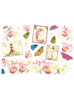 Рисовая бумага для декупажа Stamperia DFS053 "Орхидеи, бабочки", 33x48 см