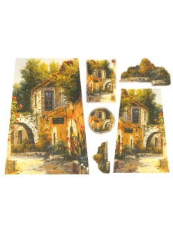 Рисовая бумага для декупажа  Пейзаж, дом в цветах, 33х48 см, Stamperia DFS073