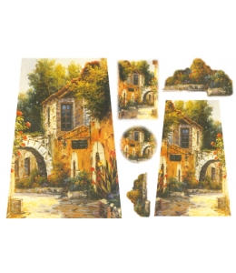 Рисовая бумага для декупажа Stamperia DFS073 "Пейзаж, дом в цветах", 33х48 см