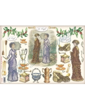 Рисовая бумага для декупажа "Викторианские дамы и кофе", 33x48 см