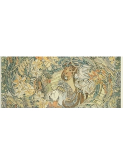 Рисовая бумага с золотом Женский образ, Альфонс Муха, 60x24 см, Stamperia DFS221LG