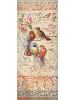 Рисовая бумага для декупажа Розы, птицы, почтовые штампы, 60x24 см, Stamperia DFS276L