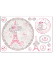 Рисовая бумага для декупажа Stamperia DFS297 "Эйфелева башня в розовом цвете", 33x48 см, 20г/м2