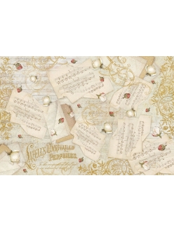 Рисовая бумага для декупажа Цветы и ноты, 33x48 см, Stamperia DFS351