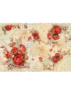 Рисовая бумага для декупажа Красные розы, 33x48 см, Stamperia DFS352