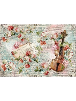 Рисовая бумага для декупажа Розы и скрипка, 33х48 см, Stamperia 