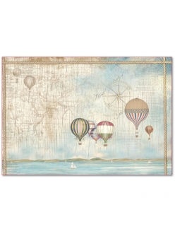 Рисовая бумага для декупажа Страна морей, воздушные шары, 33х48 см, Stamperia 