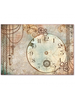 Рисовая бумага для декупажа Часы и механизмы, 33х48 см, Stamperia 