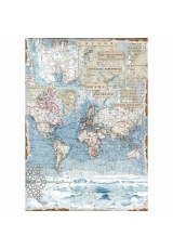 Рисовая бумага для декупажа Stamperia DFSA3078 "Карта мира", формат А3