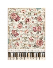 Рисовая бумага для декупажа Stamperia DFSA3062 "Страсть - розы и пианино", формат А3