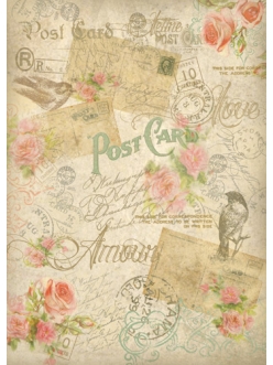 Рисовая бумага для декупажа Старые открытки, формат А4, Stamperia DFSA4016