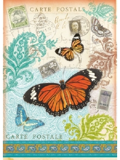 Рисовая бумага для декупажа Stamperia DFSA4024 Бабочки, открытки, формат А4