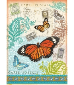 Рисовая бумага для декупажа Stamperia DFSA4024 "Бабочки, открытки", формат А4