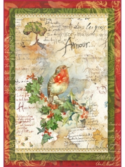 Рисовая бумага для декупажа Рождественские цветы и поэзия, формат А4, Stamperia DFSA4037