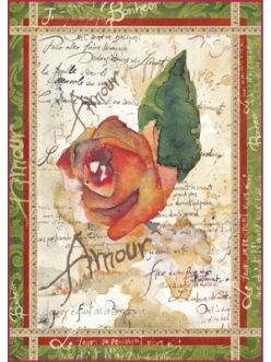 Рисовая бумага для декупажа Розы и поэзия, формат А4,  Stamperia DFSA4038