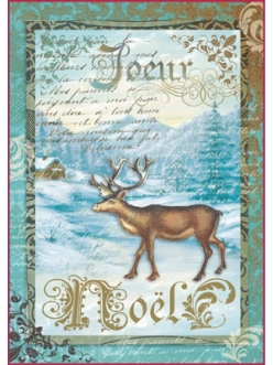 Рисовая бумага для декупажа Рождественский олень, формат А4,  Stamperia DFSA4039