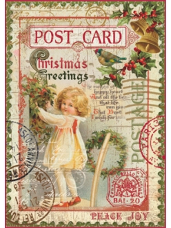 Рисовая бумага для декупажа Рождественская открытка, Stamperia DFSA4044