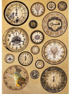 Рисовая бумага для декупажа Старинные часы, Stamperia DFSA4093, формат А4