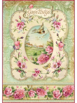 Рисовая бумага для декупажа Stamperia Рамочка с розами, формат А4