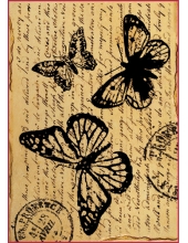 Рисовая бумага для декупажа Stamperia DFSA4120 "Бабочки и старинное письмо", формат А4