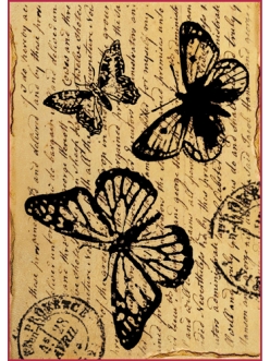 Рисовая бумага для декупажа Бабочки и старинное письмо, формат А4, Stamperia DFSA4120
