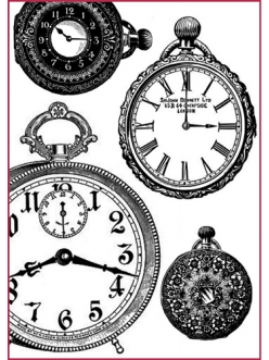 Рисовая бумага для декупажа Часы, формат А4, Stamperia DFSA4127