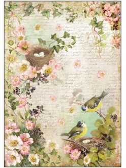 Рисовая бумага для декупажа Птичьи гнезда, Stamperia DFSA4179, формат А4