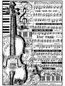 Рисовая бумага для декупажа Ноты и виолончель, Stamperia DFSA4188, формат А4