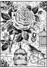 Рисовая бумага для декупажа Stamperia DFSA4195 "Роза, птица и клетка", формат А4