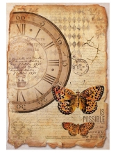 Рисовая бумага для декупажа Stamperia DFSA4241 "Часы и бабочки", формат А4
