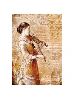 Рисовая бумага для декупажа Стимпанк женщина со скрипкой, Stamperia формат А4