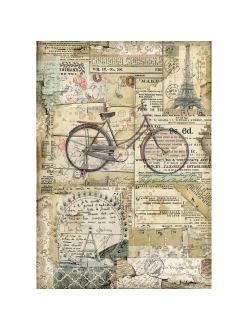 Рисовая бумага для декупажа Велосипед, Stamperia формат А4