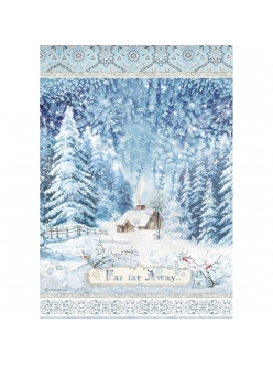 Рисовая бумага для декупажа Зимняя деревушка, Stamperia формат А4