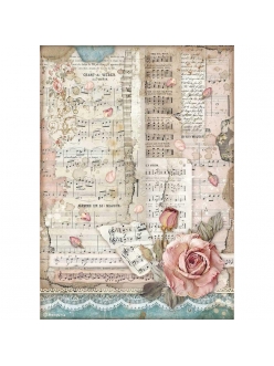 Рисовая бумага для декупажа Страсть - розы и музыка, Stamperia формат А4