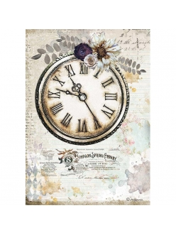 Рисовая бумага для декупажа Романтическая коллекция - часы, Stamperia формат А4
