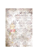 Рисовая бумага для декупажа Stamperia DFSA4564 "Романтические нити - розовый манекен", формат А4