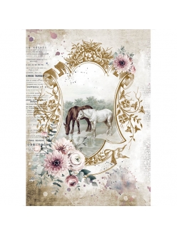 Рисовая бумага для декупажа Лошади у озера, Stamperia формат А4