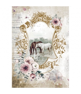 Рисовая бумага для декупажа Stamperia DFSA4582 "Лошади у озера", формат А4