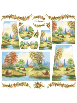 Рисовая салфетка для декупажа Осенний пейзаж, Stamperia DFT190, 50х50 см