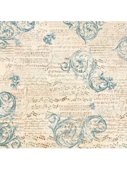 Рисовая салфетка для декупажа Ноты и орнамент Stamperia DFT195, 50х50 см