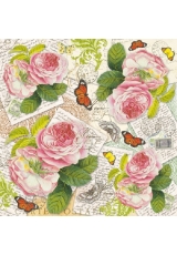 Рисовая салфетка для декупажа Stamperia DFT242 "Розы, открытки, бабочки",  50х50 см