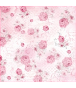 Рисовая салфетка для декупажа Stamperia DFT258 "Розы и орнамент в розовом цвете", 50х50 см