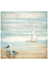 Рисовая салфетка для декупажа "Страна морей. Море, чайка", 50х50 см, Stamperia DFT334