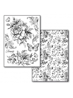 Переводная карта Transfer Розы и бабочки, 21х29,7 см, 2 листа, Stamperia