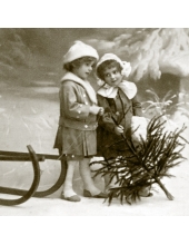 Салфетка для декупажа SVD80005 "Девочки с ёлочкой", 33х33 см, Sagen Vintage Design, Норвегия