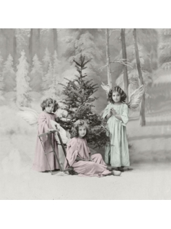 Новогодняя салфетка для декупажа Рождественские ангелочки, 33х33 см, Sagen Vintage Design, Норвегия